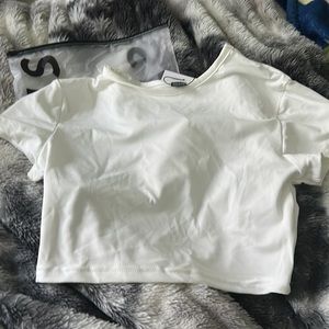 Cropped white tee